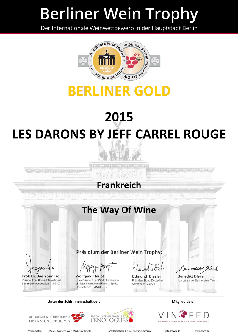 Berliner Wein Trophy Medaille Or Les Darons By Jeff Carrel 2017