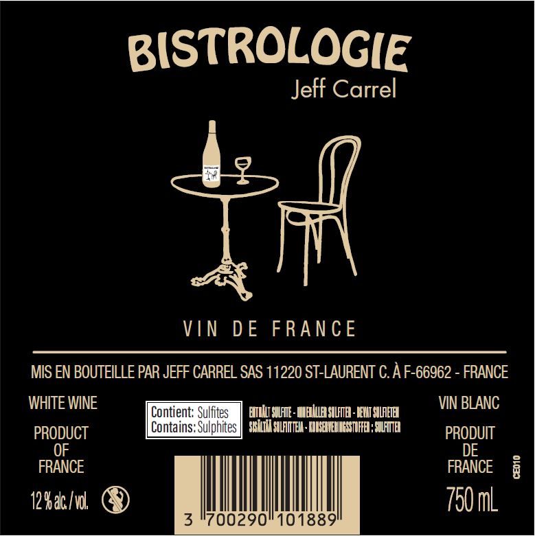Bistrologie vin blanc by Jeff Carrel contre Etiquette
