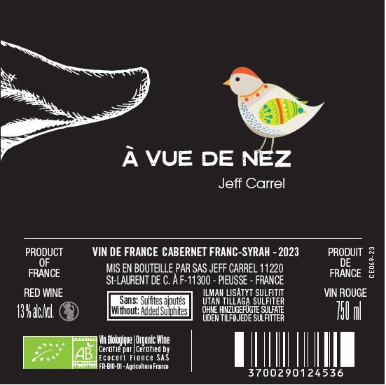a vue de nez vin bio POINT DE VUE vin blanc by Jeff Carrel Etiquette
